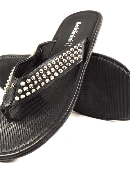 BALDININI ?? MEN\'S BLACK SOFT LEATHER COMFORT SUMMER FLAT SANDALS main image 4